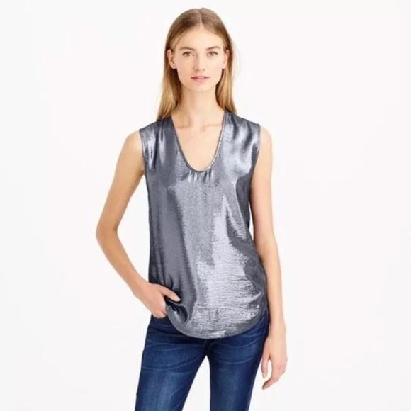 J. Crew Silk  Metallic-front tank in Ivory size XXS - Picture 8 of 9